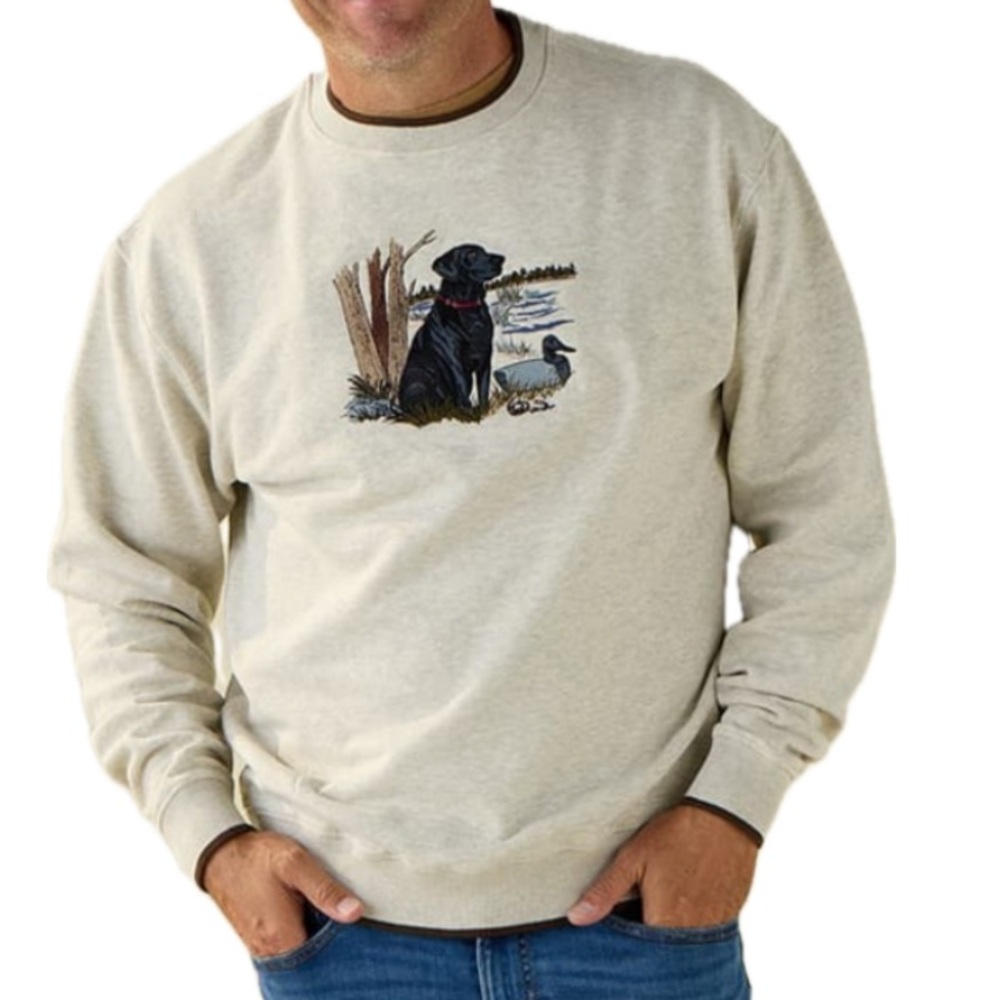 LABRADOR/DUCK IVORY CREW NECK SWEATSHIRT